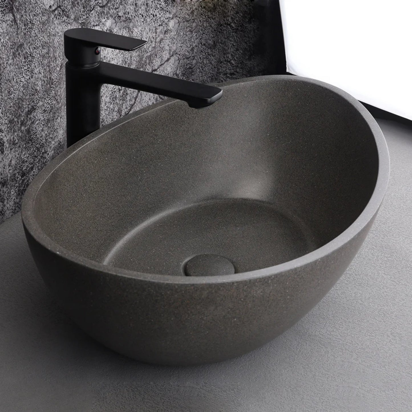 CSK-1003 White Oval Cement Platform Basin