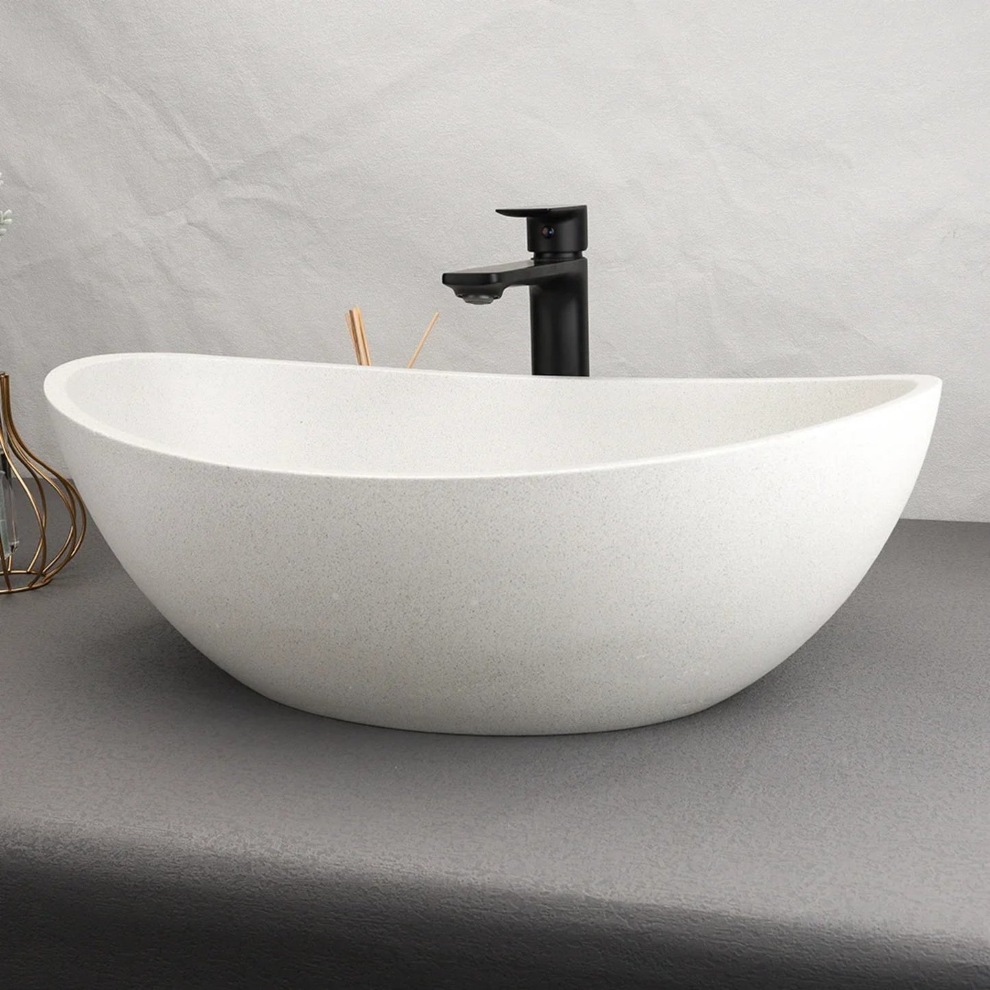 CSK-1003 White Oval Cement Platform Basin