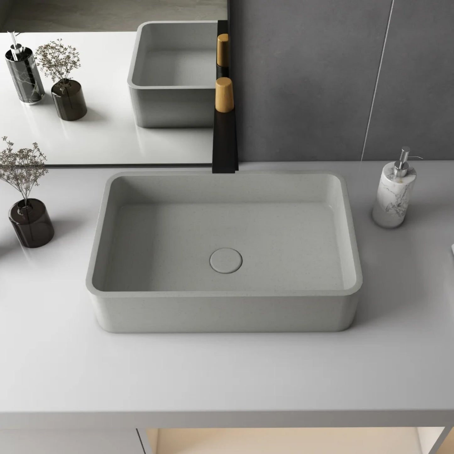 CSK-1006 Rectangular Gray Bathroom Cement Washbasin