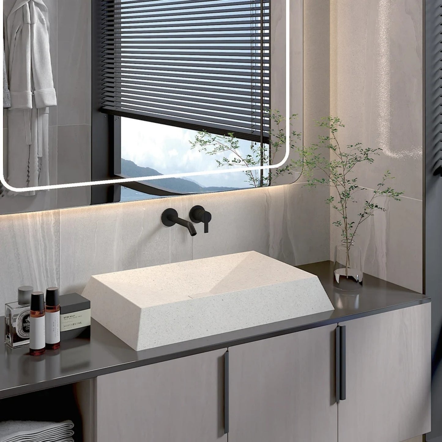 CSK-1008 Grey Cement Basin Hotel Bathroom Available