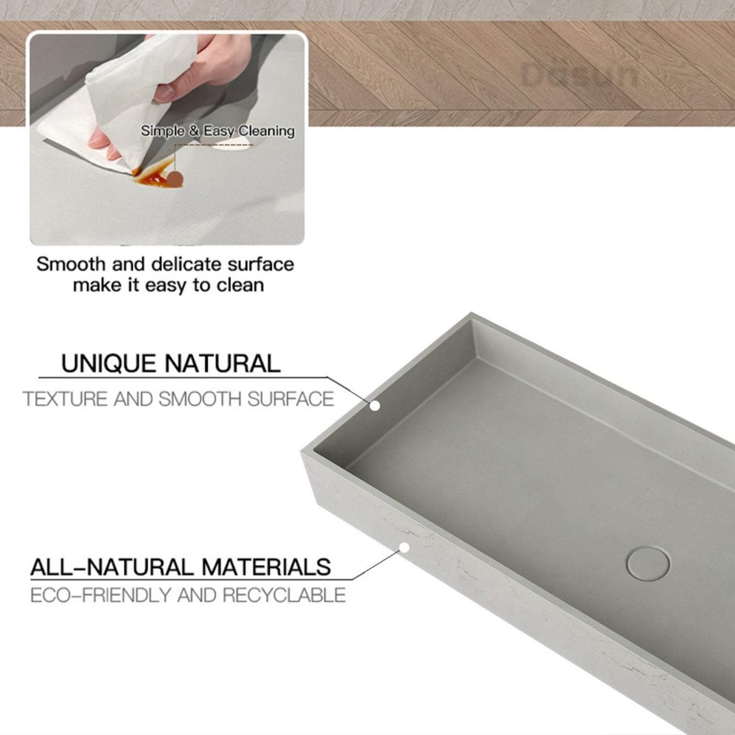 CSK-1012C Thin Rectangular Bathroom Cement Basin