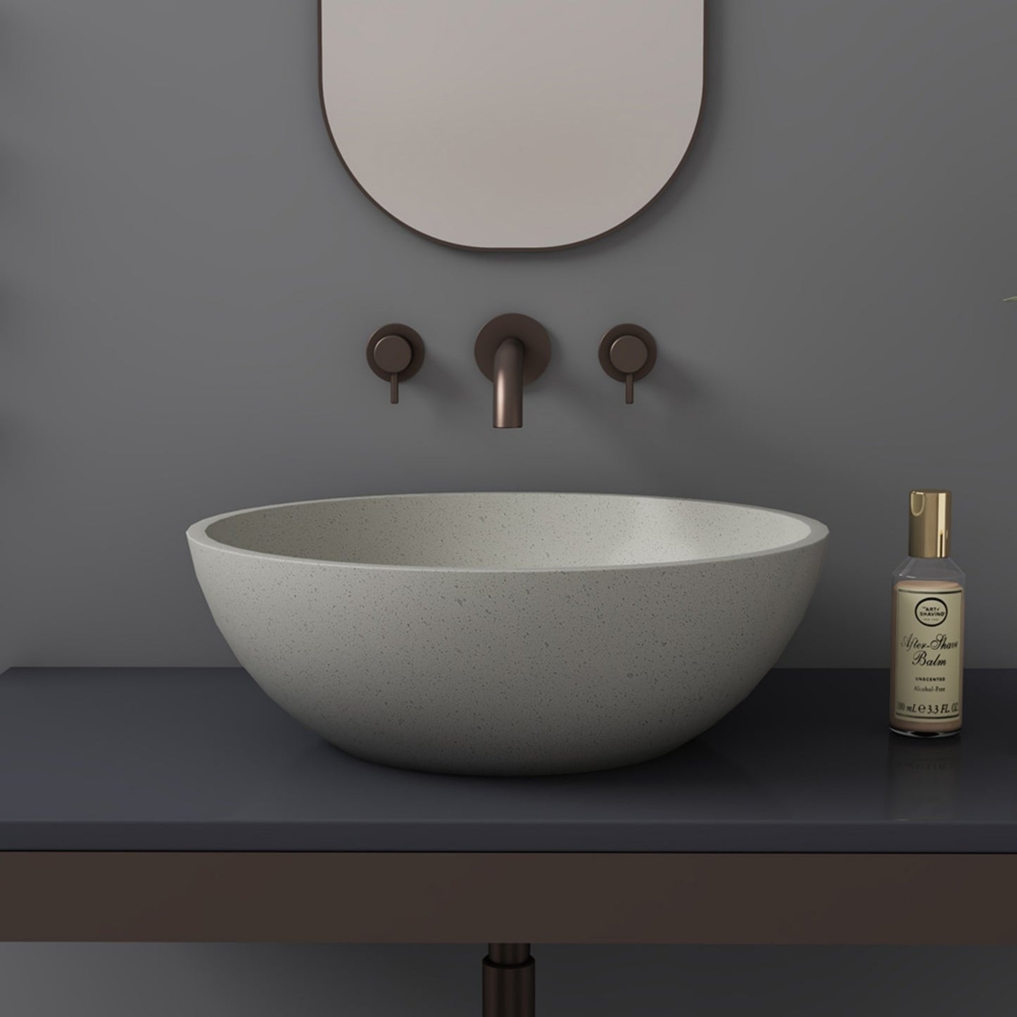 Gray Circular Cement Platform Basin