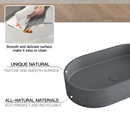 Grey Oval Long Cement Basin