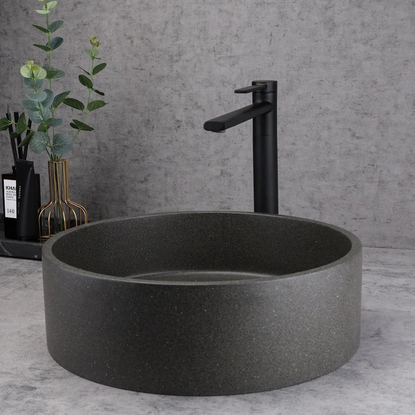 Circular Bathroom Cement Countertop Basin