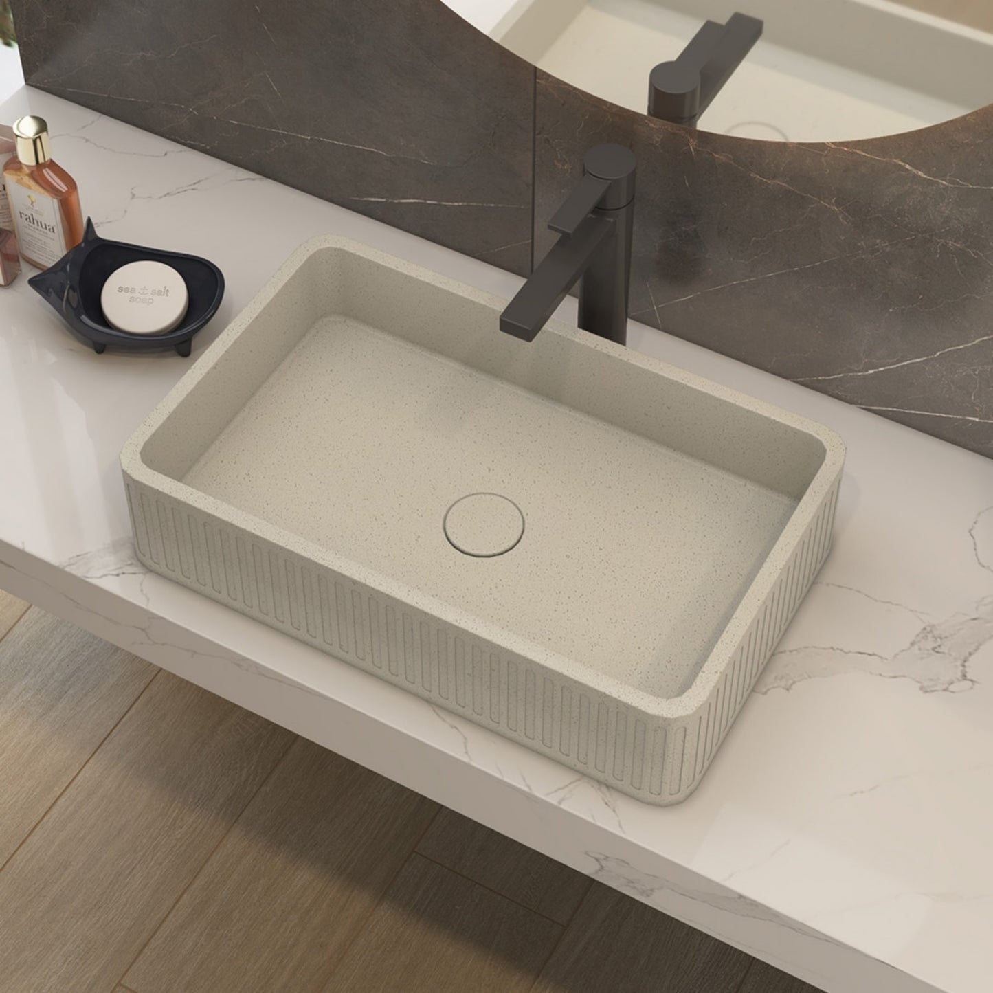 Elegant Gray Cement Platform Basin