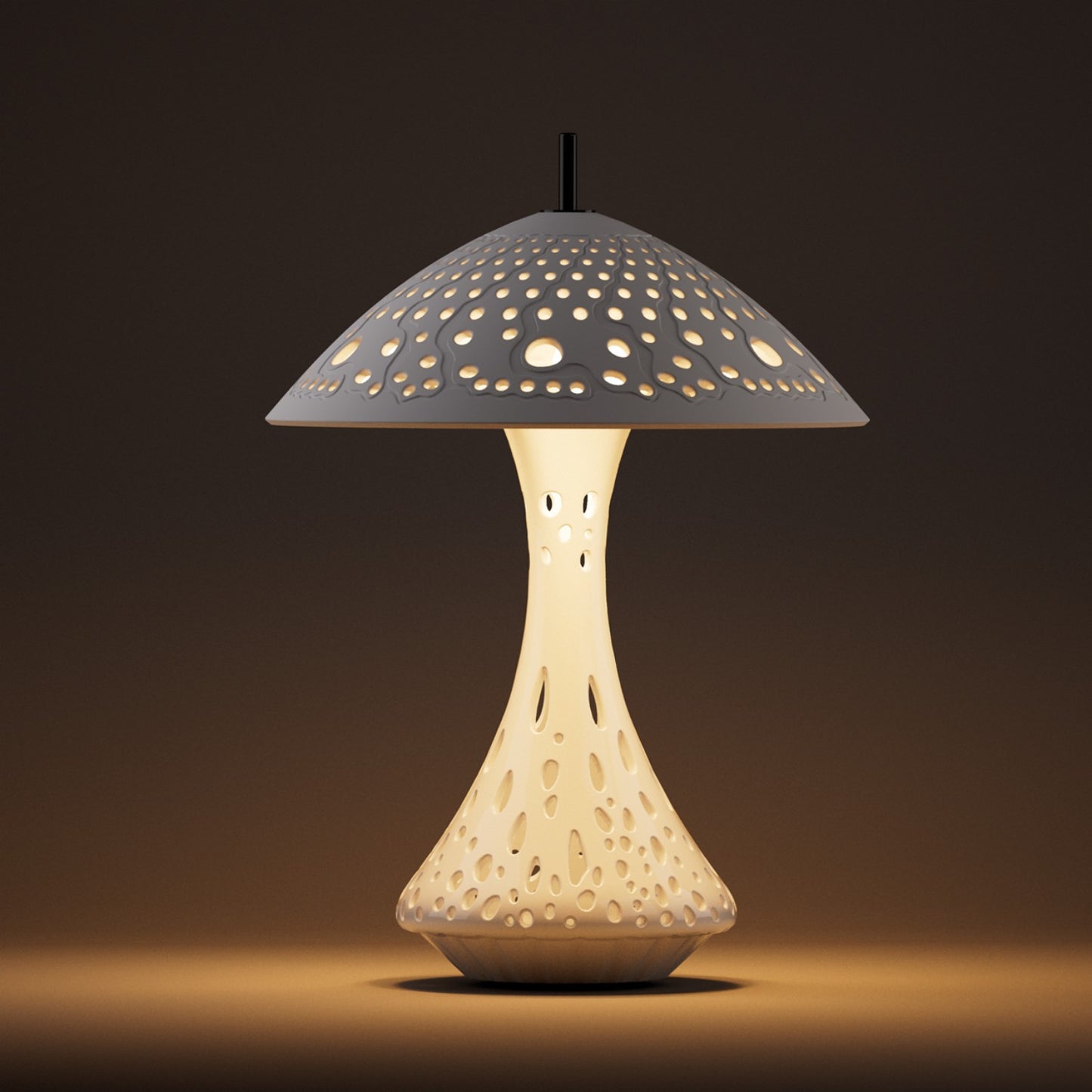 Hollow Mushroom Shaped Ceramic Desk Lamp