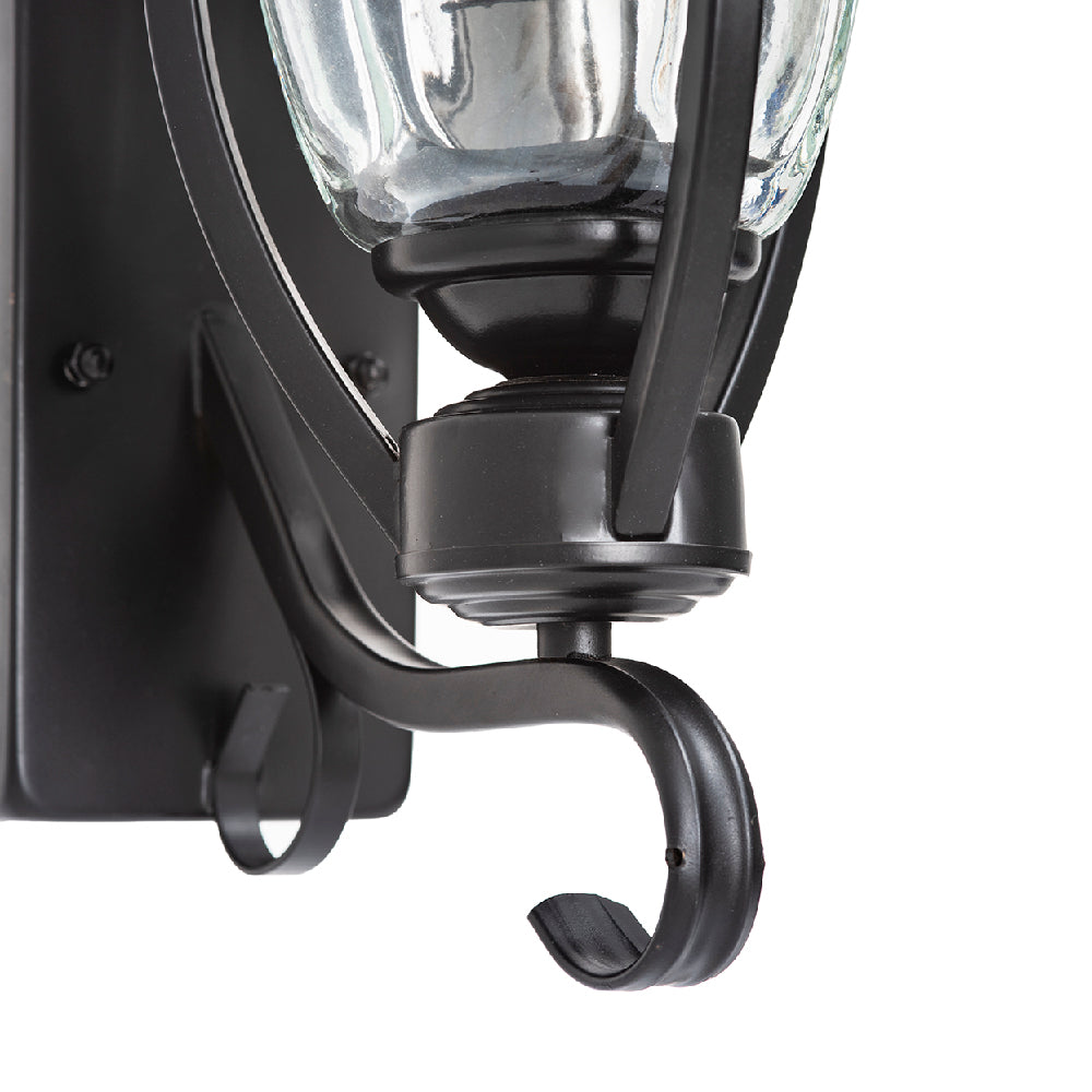 Black Classic Outdoor Wall Lantern Sconce Light with Clear Glass