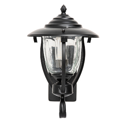 Black Classic Outdoor Wall Lantern Sconce Light with Clear Glass
