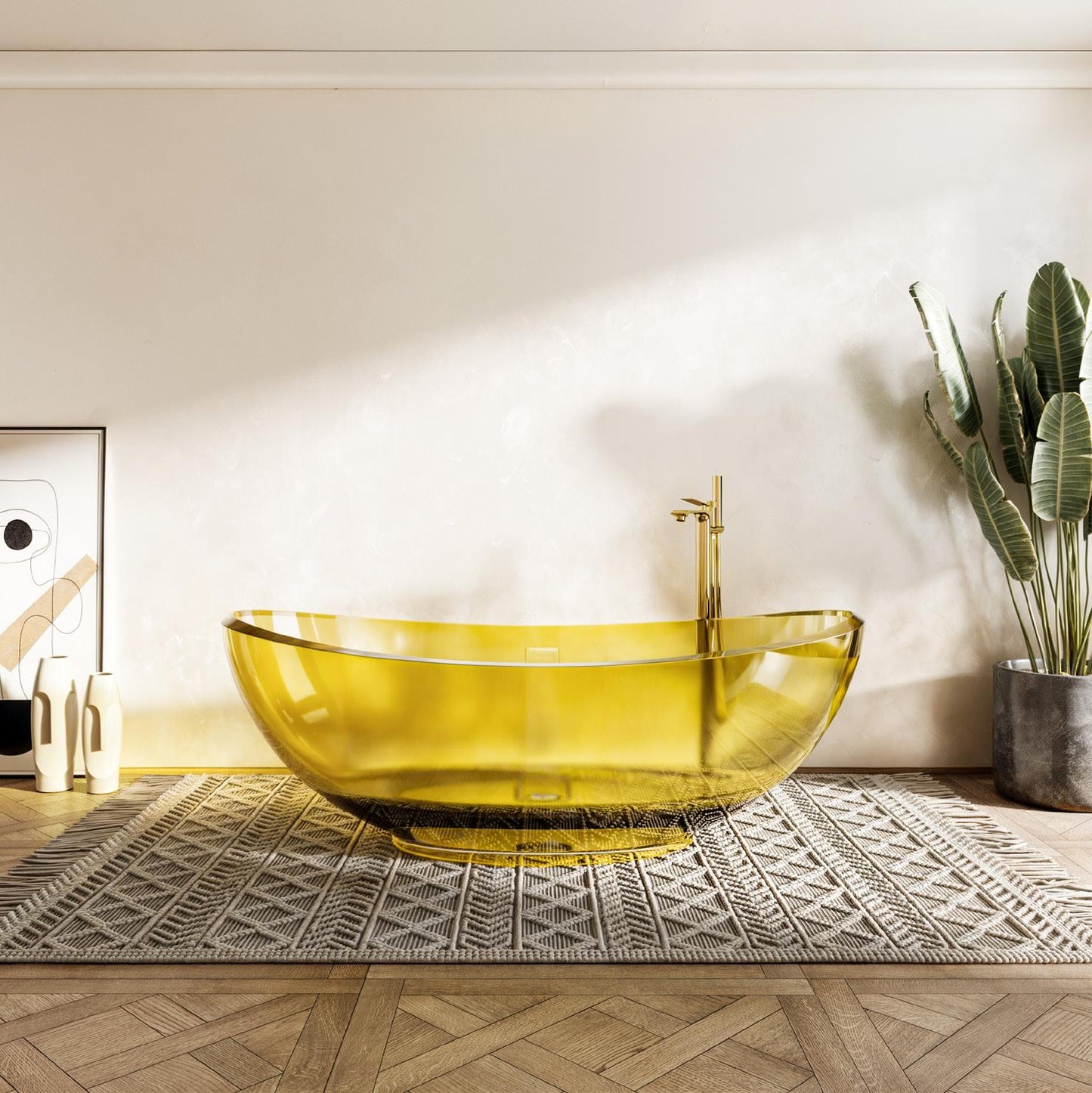 Yellow Crystal Resin Bathtub