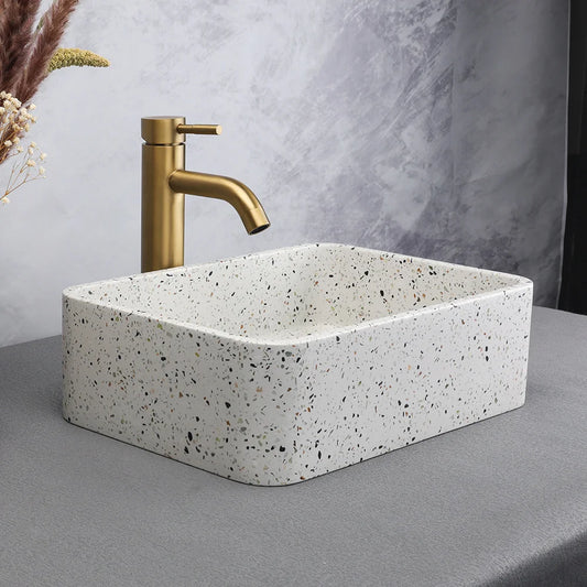 CS-011  White Terrazzo Concrete Wash Hand Basin