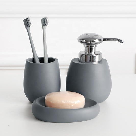 3-Piece Grey Bathroom Accessories Set