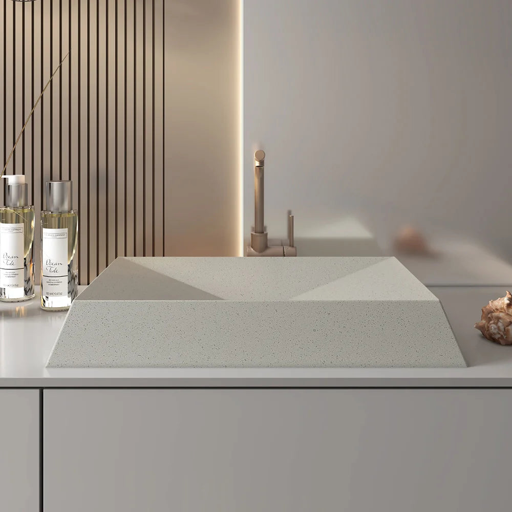 CS-009 Rectangular Gray Hotel Bathroom Vanities Luxury Cement Basin Concrete Sink