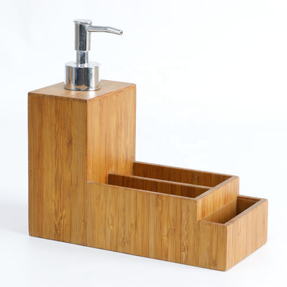 Factory Natural Home And Hotel Bathroom Kitchen Use Natural Bamboo Soap Dispenser