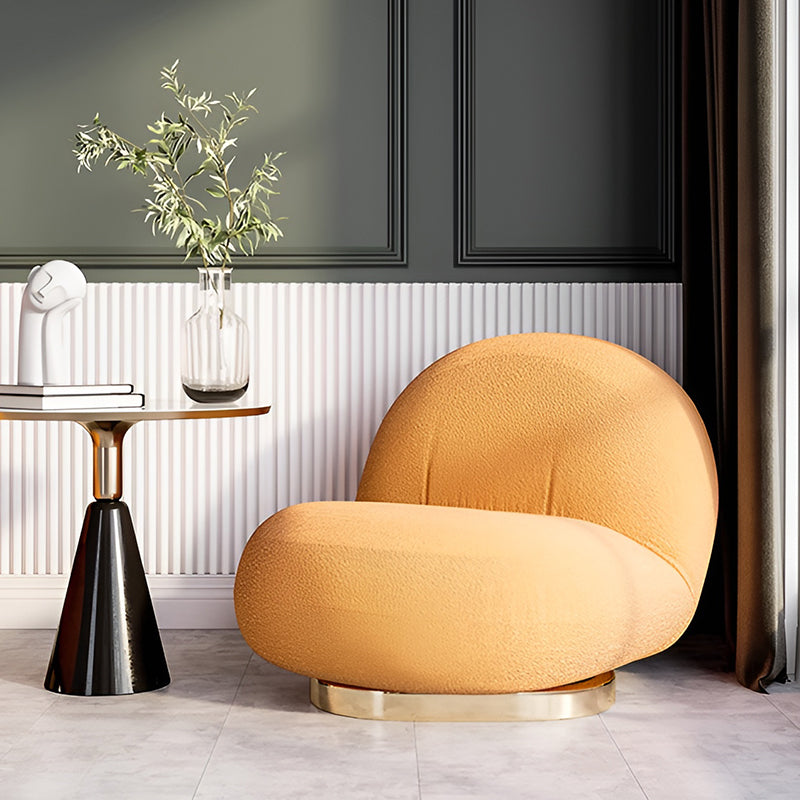 Single Boucle Modern Leisure Metal Base Casual Sofa Restaurant Back Chair For Living Room