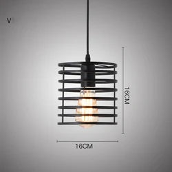 industrial bar dining room kitchen home chandelier pendant light e27 black metal shade modern nordic pendant lamp