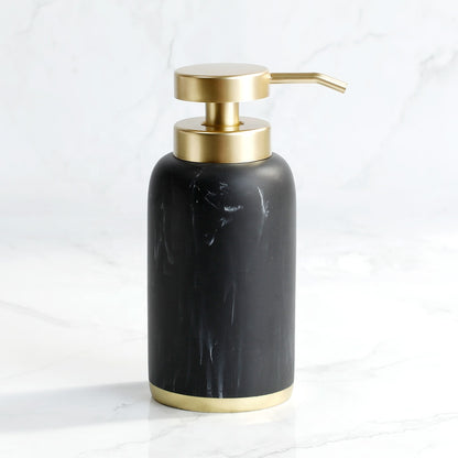Черный мрамор, золотой дозатор для мыла, зубная щетка, держатель для туалетной щетки, наборы аксессуаров для ванной комнаты из смолы