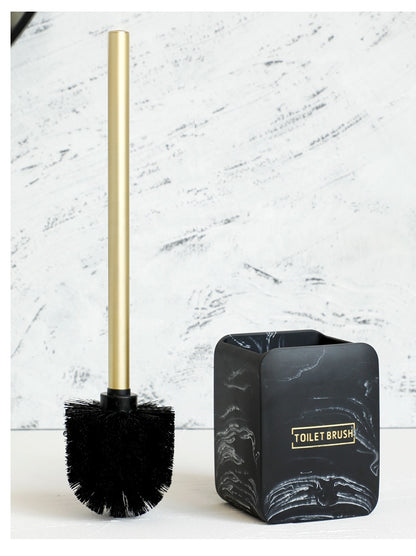 Black Marble Soap Dispenser Tooth Brush Toilet Brush Holder Tray Resin Bathroom Accessories Sets