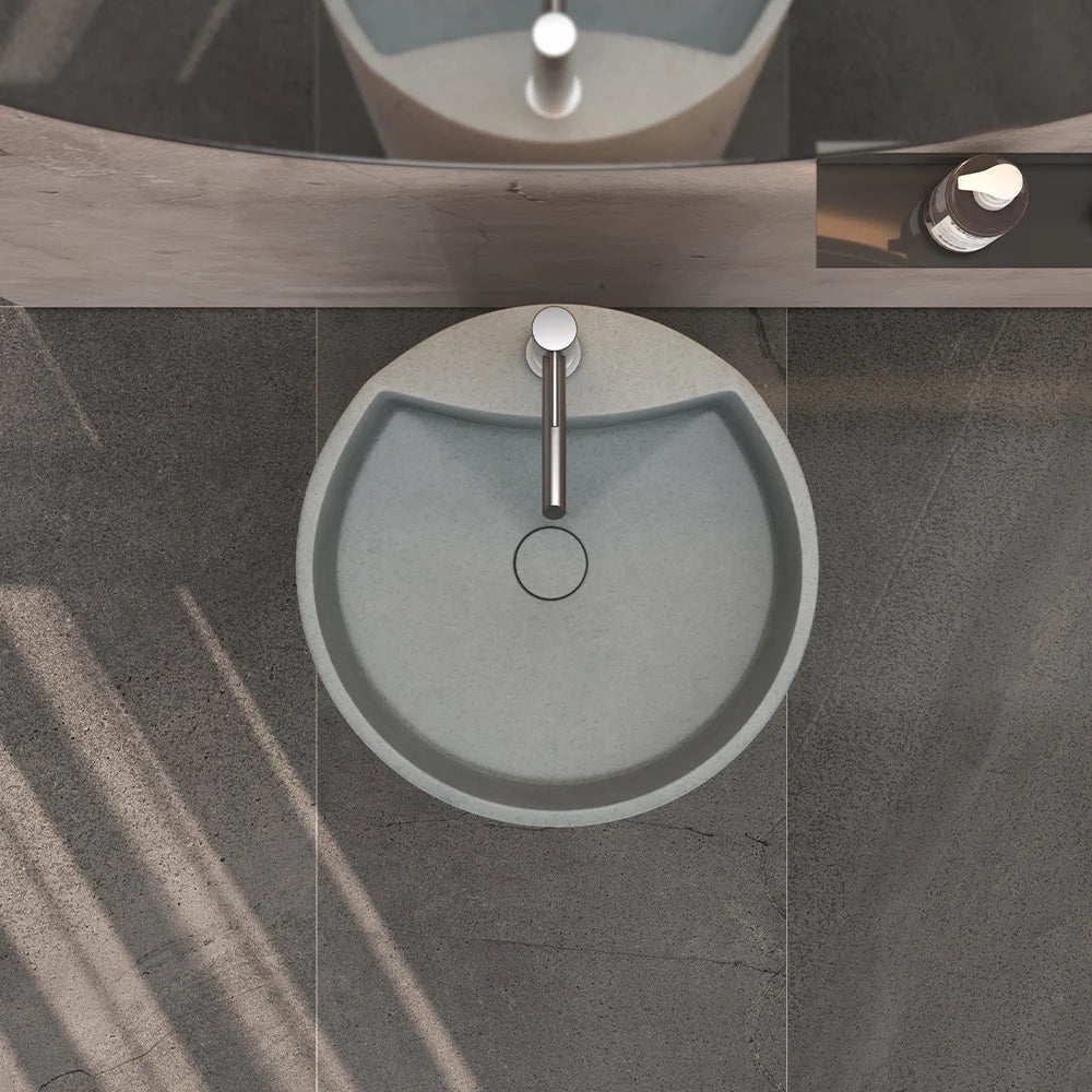 CS-013 Bathroom Pedestal Sink Blackconcrete Freestanding Washbasin