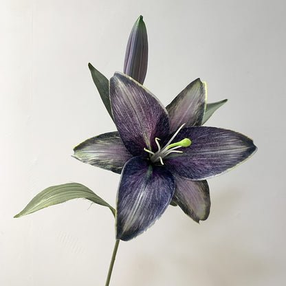 Лилия с двумя головками, два конца, один цветок, один бутон, имитация искусственного цветка лилии