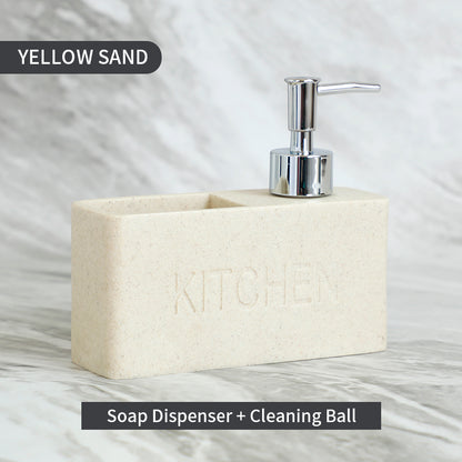 Blue Terrazzo Effect 2-In-1 Soap Dispenser For Kitchen Cleaning Ball Holder