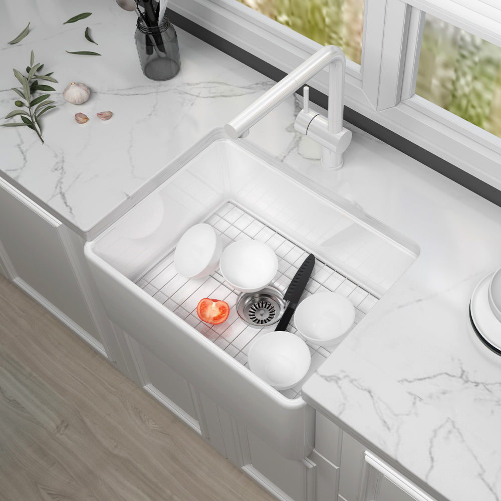 CB-005 24 Inch White Cabinet Basin Ceramic Undermount Kitchen Sink