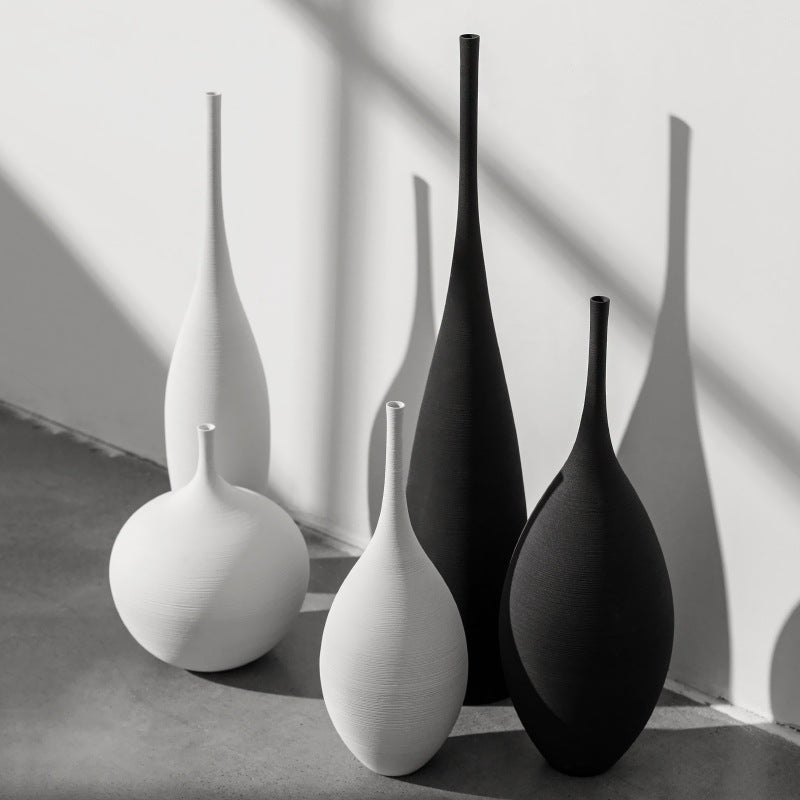 Black And White Brushed Vase Decorations