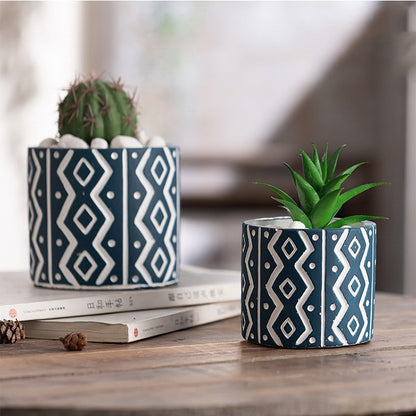 Home Blue Cement Vase Handicrafts