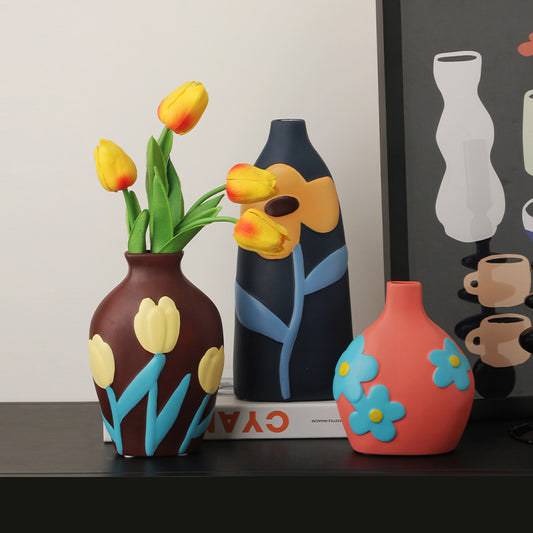 Цветные керамические украшения для ваз