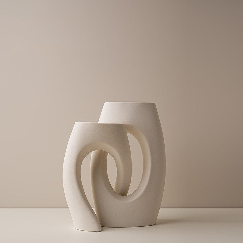 Ceramic White Vase And Irregular Flower Implement