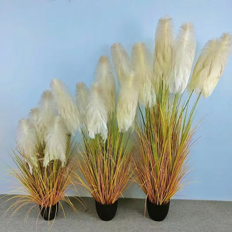Simulate Indoor Decoration Of Large Reed Green Plant Potted Plants