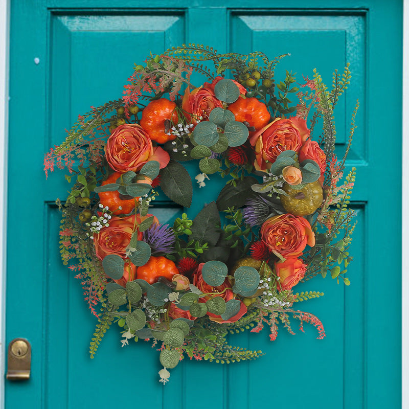 Simulated Plant Wreath Door Decoration Autumn Pumpkin