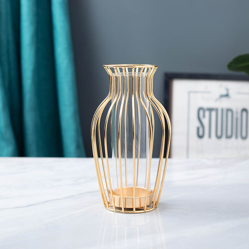 Creative Iron Art Glass Vase Home Decoration