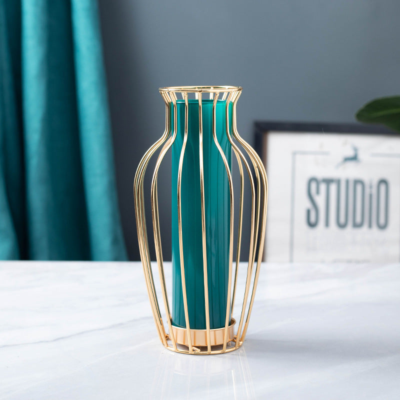 Creative Iron Art Glass Vase Home Decoration