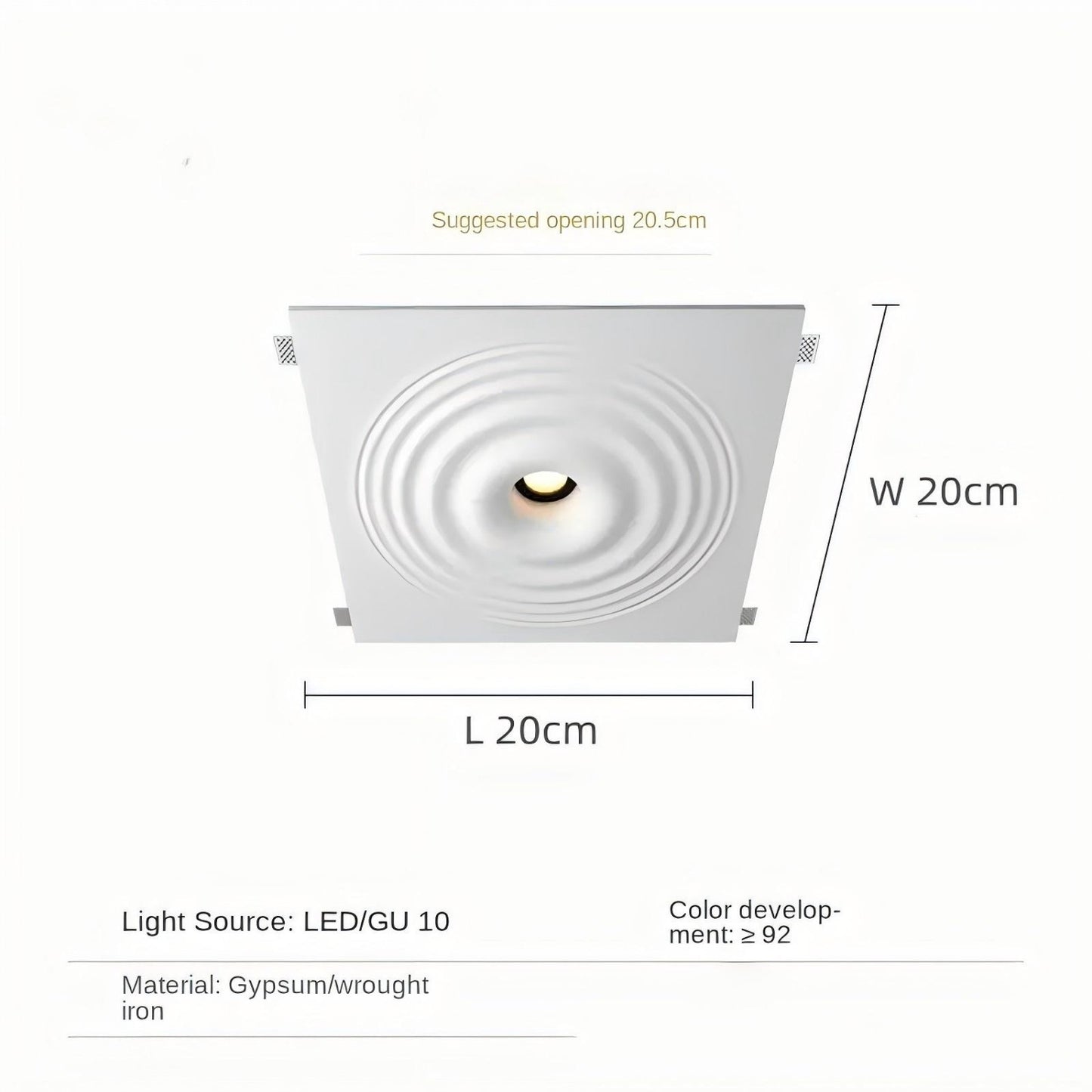 Recessed Borderless Round Ceiling Plaster Light