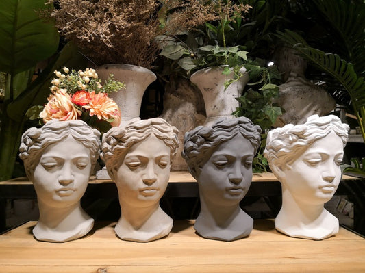 Цементная ваза с головой статуи Венеры