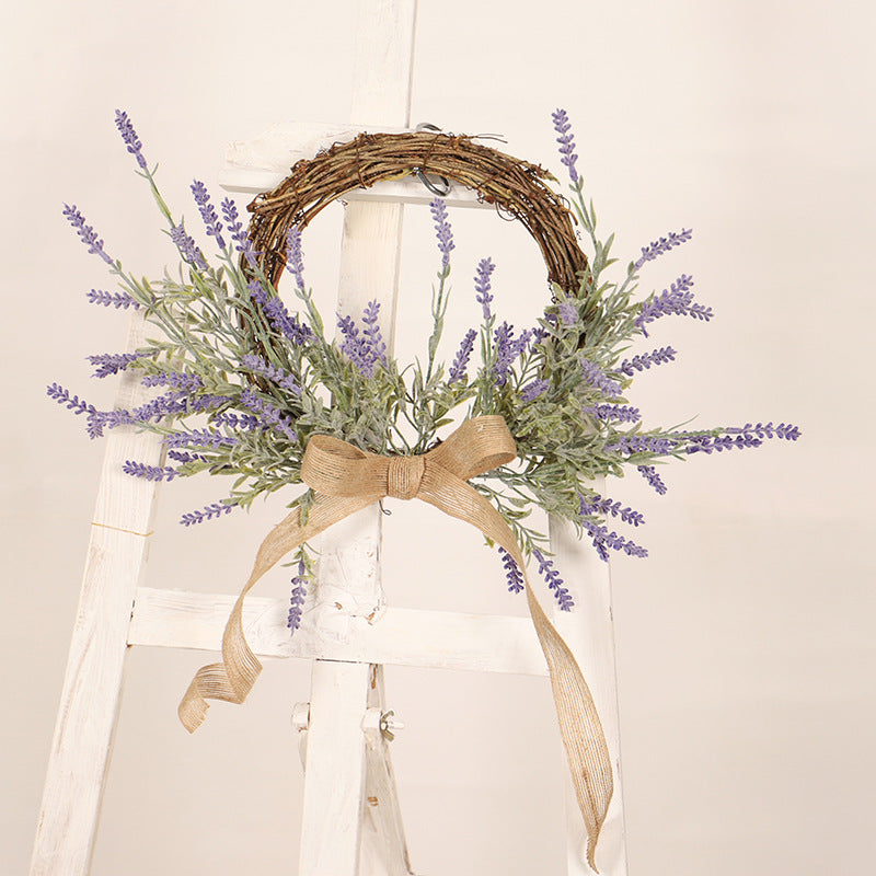Simulated Linen Lavender Wreath Door Decoration