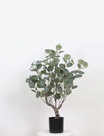 Зеленый эвкалипт в горшке, большое растение, имитация дерева