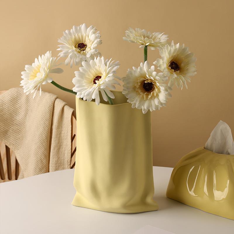Paper Bag Shaped Ceramic Vase