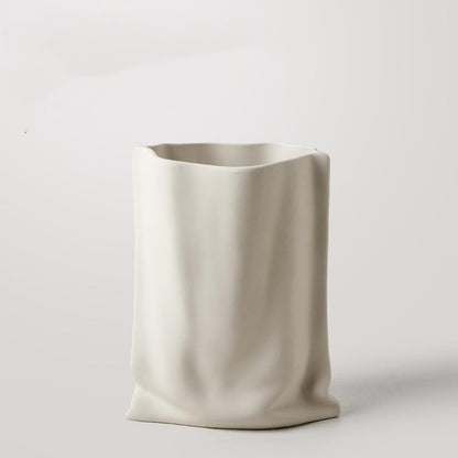 Paper Bag Shaped Ceramic Vase