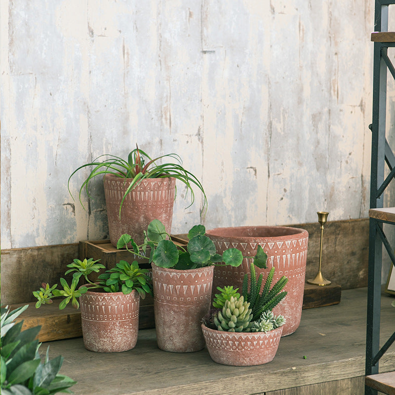 Red Ceramic Cement Vase