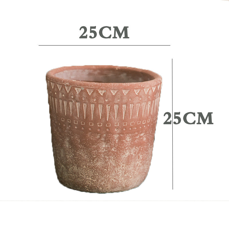 Ruĝa Ceramika Cementa Vazo