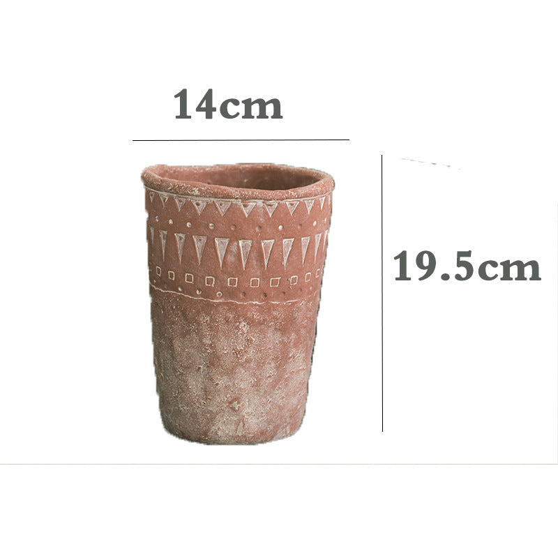 Red Ceramic Cement Vase