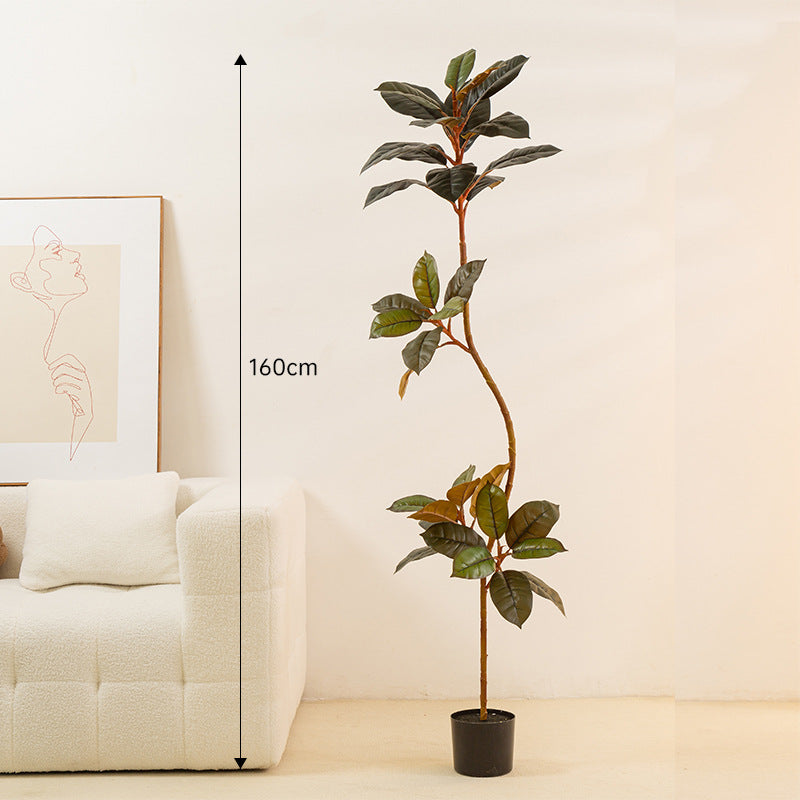 Simulated Green Plant Potted Large Rubber Tree Indoor Living Room Decoration