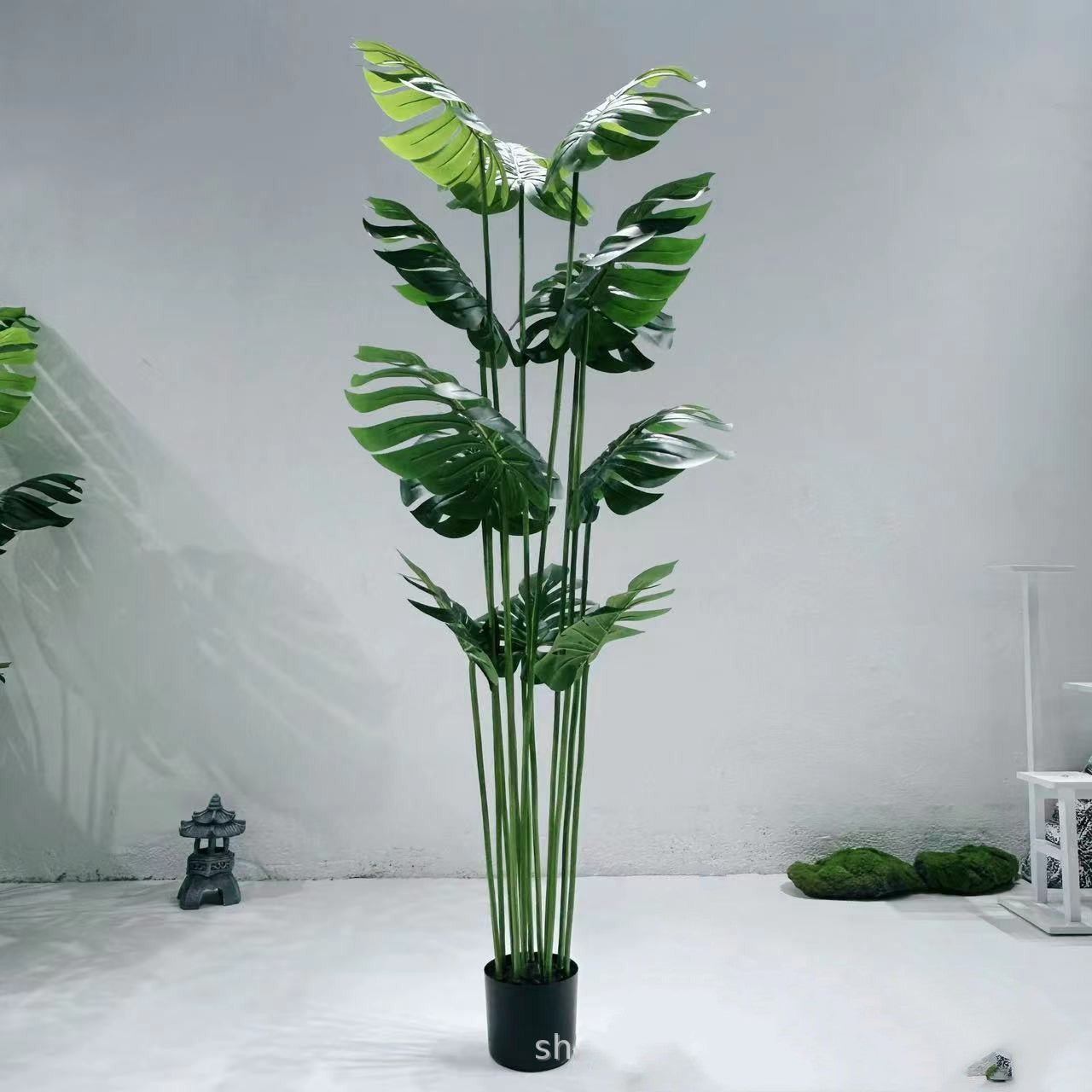 Simulated Plant Turtle Backed Bamboo Floor To Floor Potted Plant In Living Room