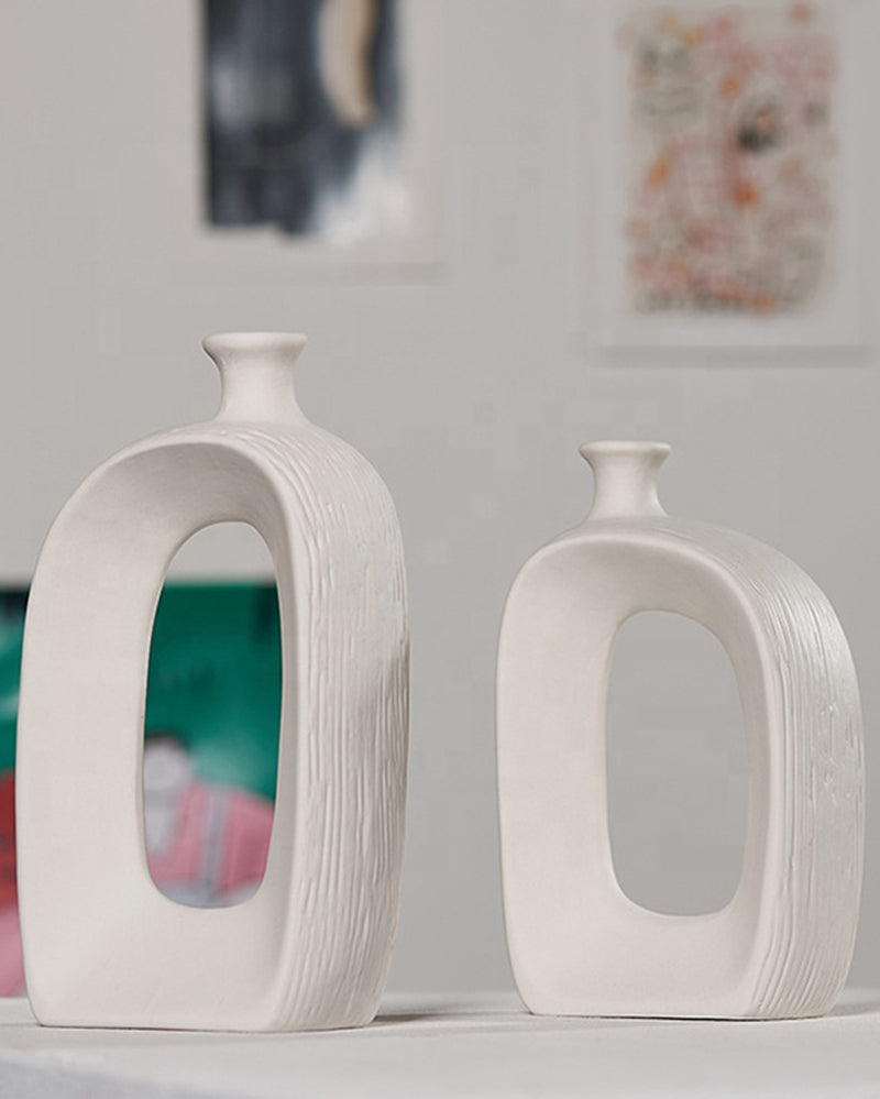 CV-004 White Ceramic Dry Flowers Vase