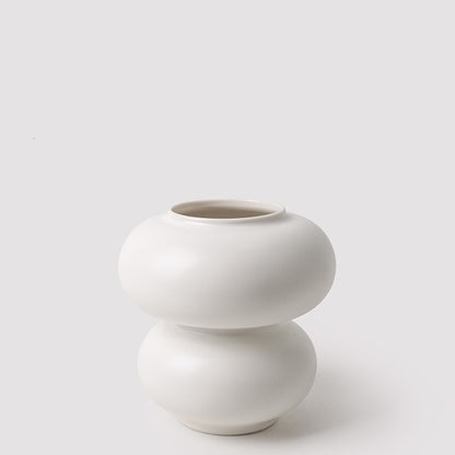 White Donut Shaped Ceramic Vase