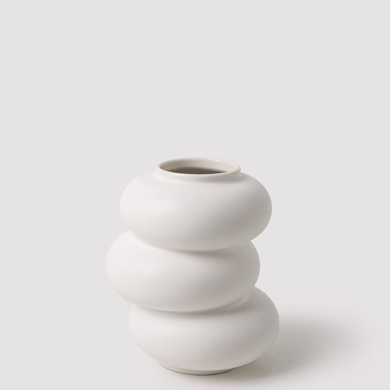 White Donut Shaped Ceramic Vase