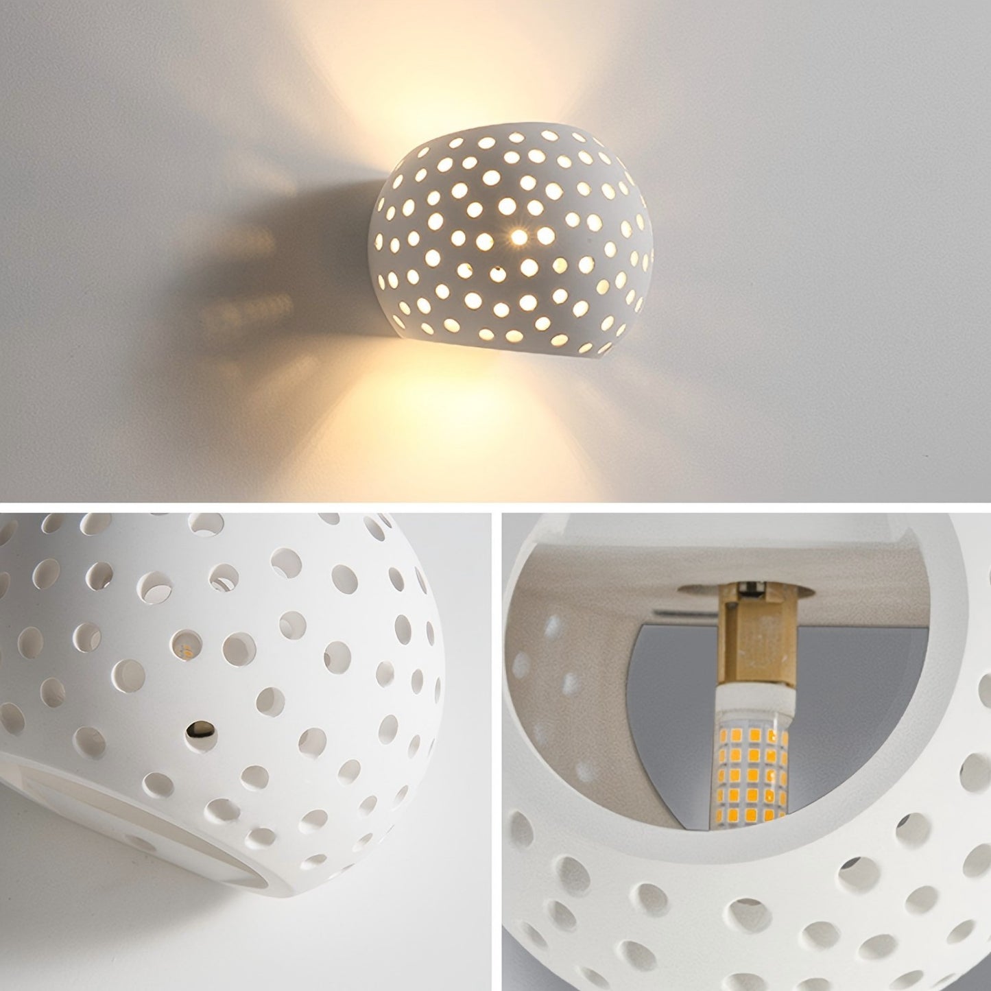 Spherical Gypsum Wall Lamp