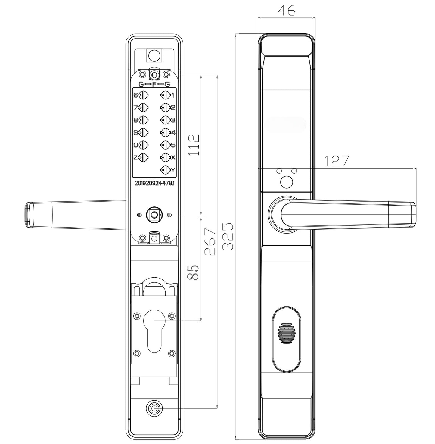 Aluminum Outdoor Gate Push Button Keyless Door Lock