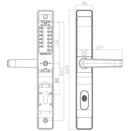 Aluminum Outdoor Gate Push Button Keyless Door Lock